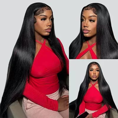 Long HD Undetectable 32" 34" 36" 38" 40" Glueless Human Hair Wigs 180% Density 13x4 Straight Body Wave Loose