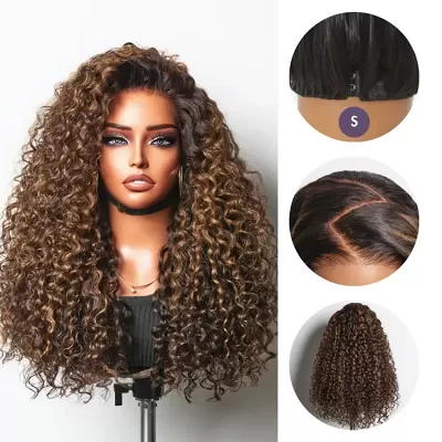 Luvme All-Day Comfort Wig PartingMax Brown Highlights Funmi Curly 7x6 Closure HD Lace Glueless Wig Pre Cut Lace