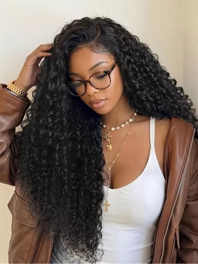 13x4 Bye Bye Slip™ Lace Frontal Natural Black Springy Curls with Natural Coily Texture Wig