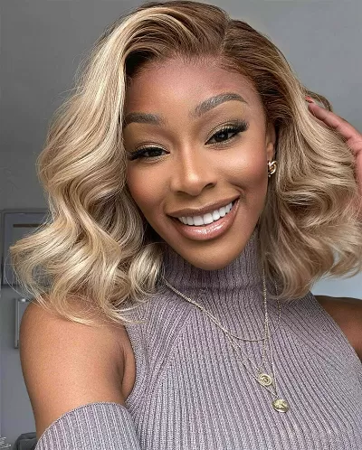 Arabella 6x5 invisible knots Glueless Loose Body Wave Bob Wig Pre-cut Lace Brown Blonde Ombre Beginner Friendly Tiktok