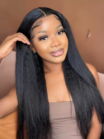 UNice Kinky Straight Hair Thinnest Glueless Invisible 5x5 HD Lace Wig 180% High Density Pre Plucked