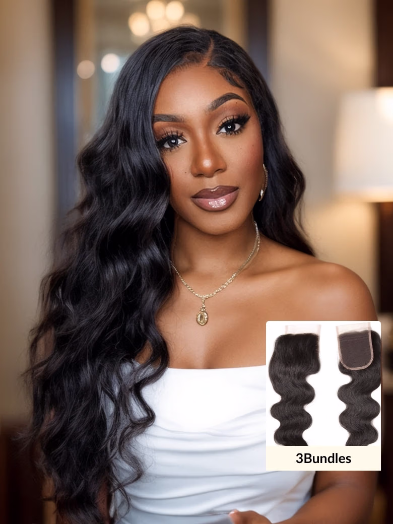 1pcs 4*4 Lace Closure Body Wave Hairstyle Three/Middle/Free Part Swiss Lace Closure