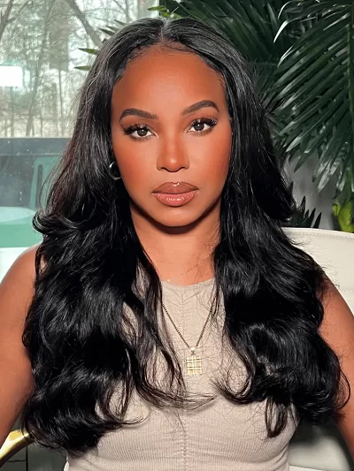 UNice InvisiBlend™ V part Natural Black Body Wave Glueless Wig Protect Your Natural Hair