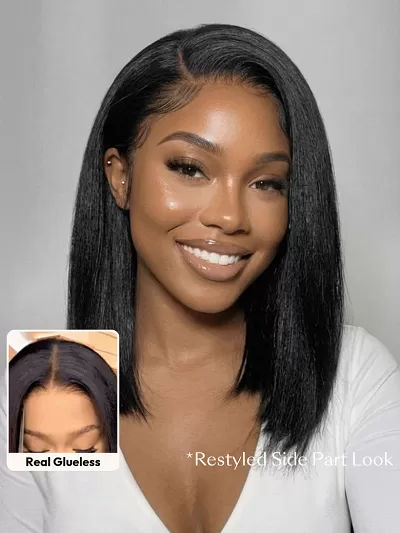 UNice 13x4 Bye Bye Slip™ Lace Front Yaki Bob Wig Sweat-Proof Lace Cap– Pre-Cut Pre-Bleached With Invisible Drawstring