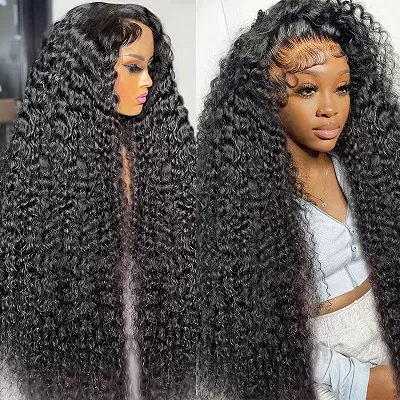 Ishow Pre Cut Lace Glueless Lace Wigs Deep Wave Human Hair Wig 4x4 Lace Closure Wigs Ready To Wear HD Transparent Lace Wig