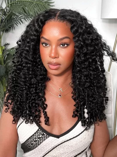 UNice Bye-Bye Knots 7x5 Lace Pre-Everything Curly Texture Premium Hair Wig With Finger Coil Ends With Invisi Drawstring