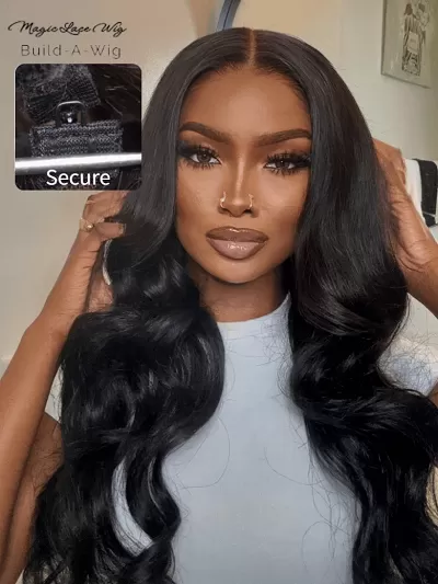 UNice Natural Black Body Wave With Optional 7x5 Replaceable Lace Wig