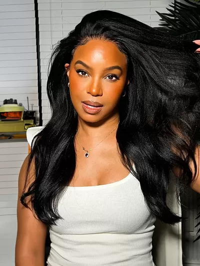 UNice Bye Bye Knots™ Wig 7x5 Glueless Lace Black Yaki Straight Wig With Baby Hair