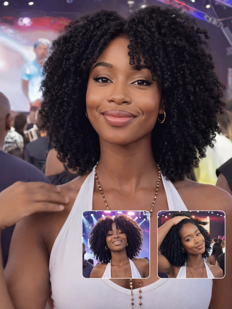 Finger Coils Afro Kinky Curly V Part Wig With Invisi Drawstring
