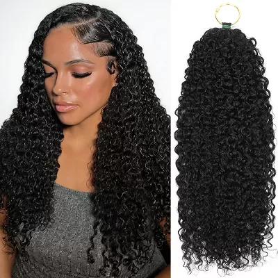 Ishow Hair Curly Knotless Pre-Looped Feather Human Hair Seamless Crochet Braids Beginner Friendly