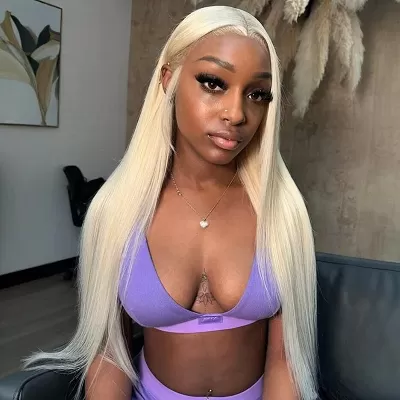 613 Stright Blonde 7x5/13x4 Pre Everything Glueless HD Transparent Lace Put On And Go Human Hair Wig