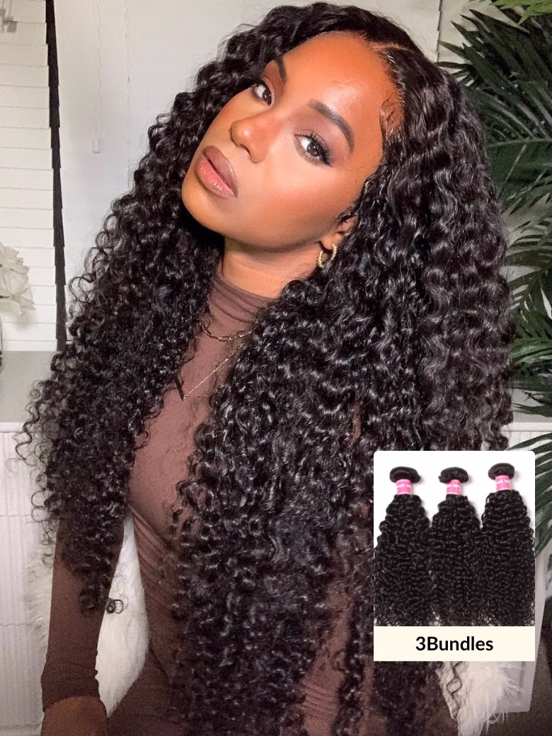 Jerry Curly Virgin Human Hair Weave 1pc/3pc Bundles-Can Be Dyed And Bleached
