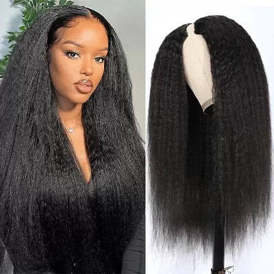 Ishow Kinky Straight Human Hair Wigs Thin Part Lace Wigs Free Part V Part Lace Wigs