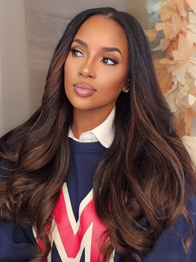 Glueless Chestnut Brown Yaki Straight Wave Wig Upgrade New V Part Wig Yaki Straight No Leave Out Protective Styles
