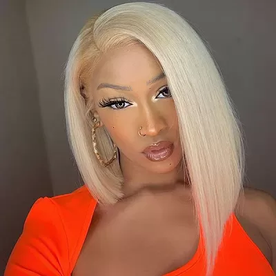 Ishow PPB™ Invisible Knots 613 Honey Blonde Straight Short Bob Wig Glueless 13x4 Lace Frontal Wig Pre Cut Wigs