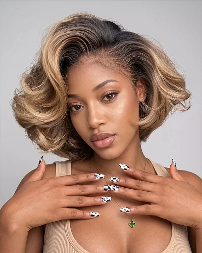 Arabella 13x6 Three-Go™ 280% High Density Glueless Old Money Bob Loose Body Wave Pre-cut Lace Ombre Platinum Blonde Balayage