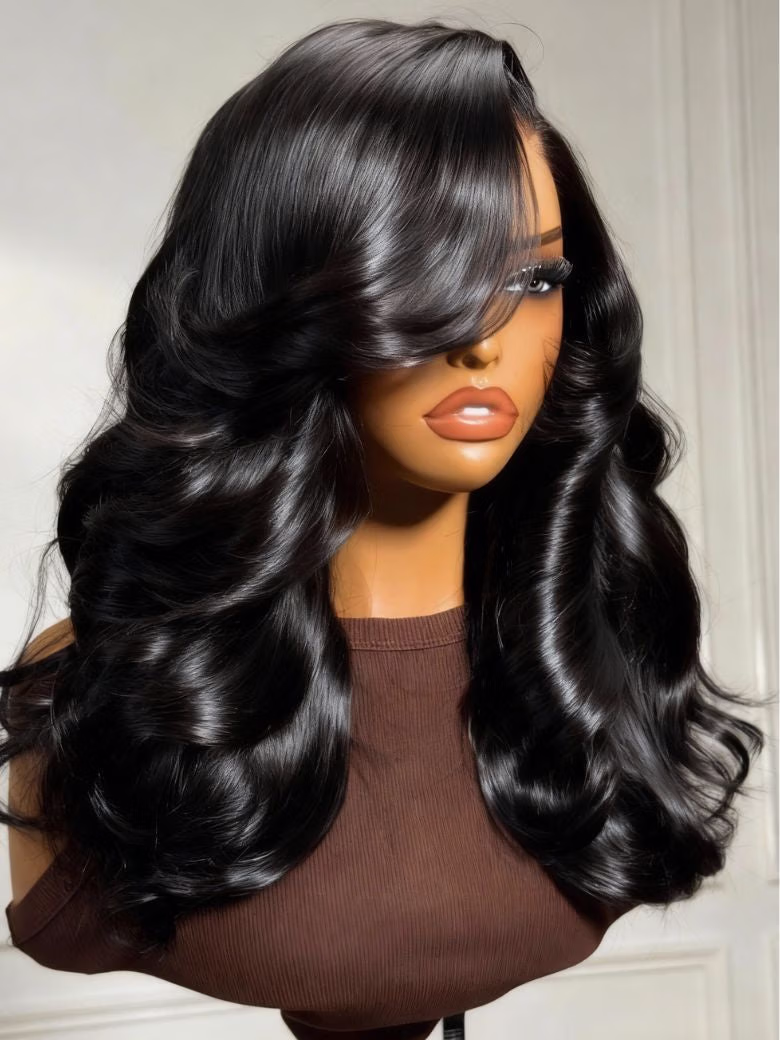 180% Density 13x4 Pre Everything Lace Frontal Feathered Hairstyles Wig With Layered Haircuts