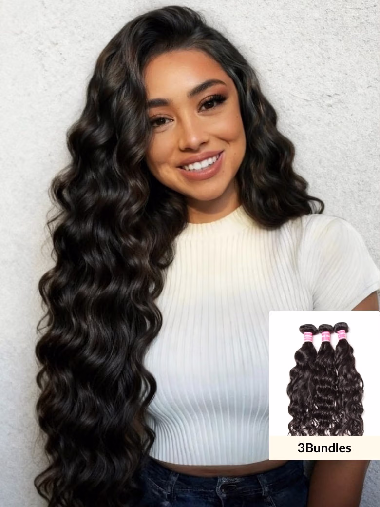 Brazilian Natural Wave Three Bundles Hair Weave Natural Color Human Hair