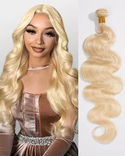 {10A 1Pc} #613 Blonde Color Body Wave Unprocessed Virgin Brazilian 1 Piece 10A Grade Hair Bundle Human Hair Extensions