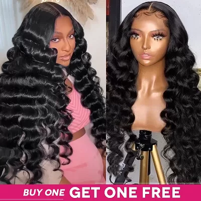 Loose Deep Wave Human Hair Wigs Ready To Wear 13x4 Lace Frontal Wigs With Pre Plucked