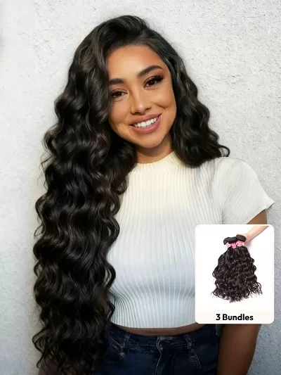 UNice Natural Wave Texture Human Hair 3Pcs Bundles