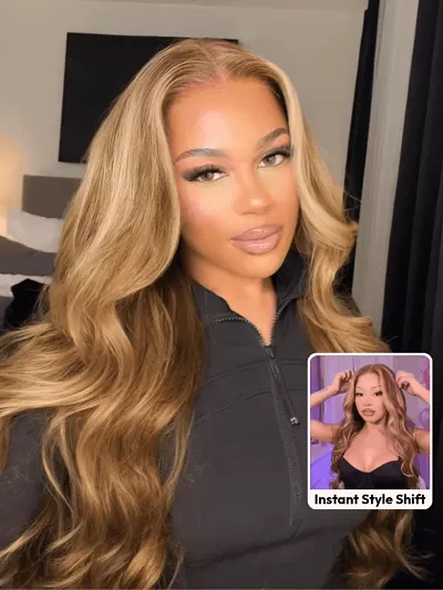 13x4 Bye Bye Slip Wig With Drawstring Pre-Cut Glueless Lace Honey Blonde Body Wave