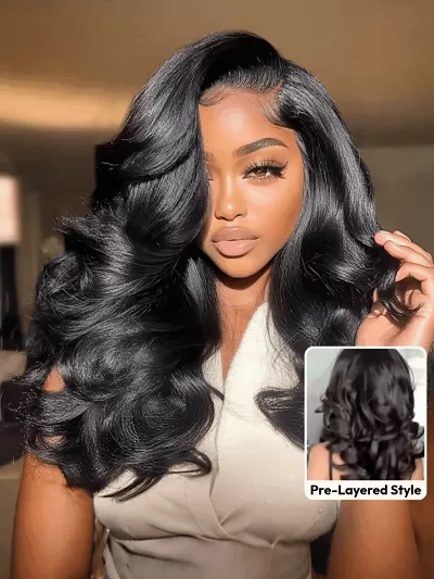 200% Density Effortlessly Feathered Hairstyles 7x5 Pre Cut Lace Wig With Layered Haircuts