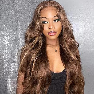 P4/27 Highlighted Honey Blonde Body Wave 100% Human Hair Wigs Ready To Wear Custom Wig Pre