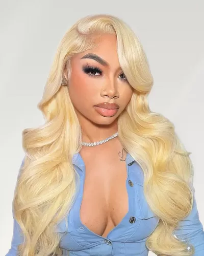 Arabella 13x4 Frontal Lace & 6x5 Invisible Knots Glueless 613 Blonde Body Wave Wig Invisible Knots Realistic Hairline