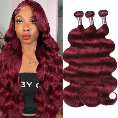 Ishow 15A Raw Human Hair Bundles 99J Burgundy Body Wave Premium Human Hair Bundles 100% Unprocessed Virgin Human Hair