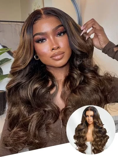 UNice Balayage Highlight 3D Body Wave 7x5 Bye Bye Knots Wig Real Glueless Put On & Go Wig