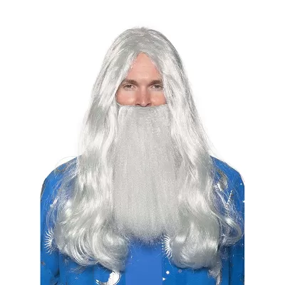 Classic White Wizard Set w/ Long Beard & Wig
