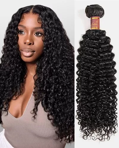 {12A 1Pc} Jerry Curly Unprocessed Virgin Brazilian 1 Piece 12A Grade Hair Bundle Human Hair Extensions